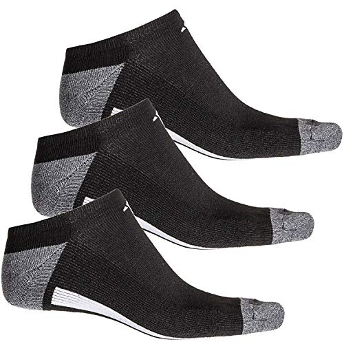 3 Pair Mens Adidas Athletic No Show Socks (Large: fits shoe size 6-12, Black/Vertical Stripe)