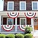 2 × 4 FT 4th of July Decorations, 4 PCS American Pleated Fan Flag, Patriotic Fourth of July Banner, Red White and Blue USA Flag Bunting for Memorial Day Independence Day Parade Outdoor Decor
