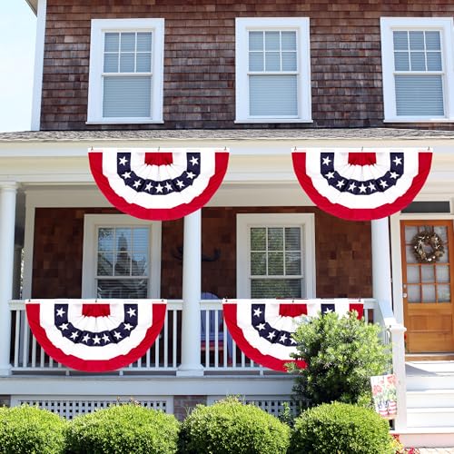 8 PCS USA Pleated Fan Flags, 2 × 4 FT Fourth of July Banner, Large Patriotic Flag Bunting, Red White Blue Decor Banner for 4th of July Decorations Independence Day Home Decor 250th Anniversary by Heartome - Used condition - Image 8