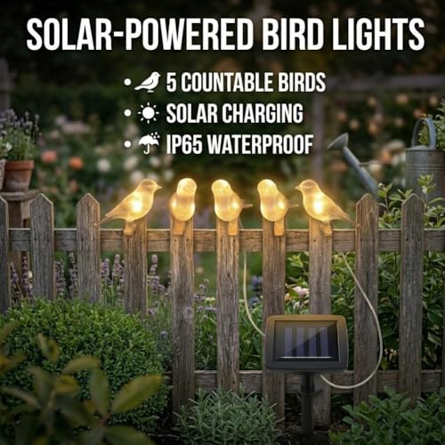 Luces solares LED en forma de pájaro para exterior miniatura 7