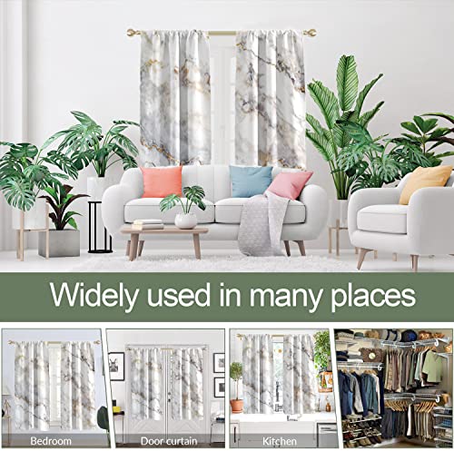 Aatter Marble Texture Window Curtain Blurry Striped Marbling Grey And White Vintage Stone Printed Curtains Living Room Bedroom Window Drapes Treatment Fabric 1 Pair, 42" W X 63" L, Abstract #TOP2