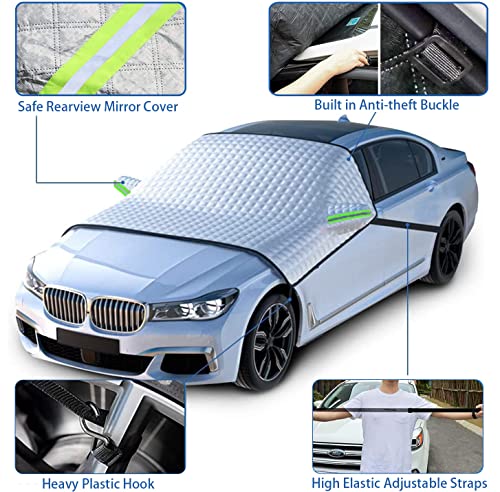 Windshield Cover For Ice And Snow, Omigao Car Windshield Snow Cover Ice, Frost & Snow Removal Wiper & Mirror Protector, Winter Car Accessories For Windshield Protection, Fits Cars Trucks Vans And Suvs #TOP1