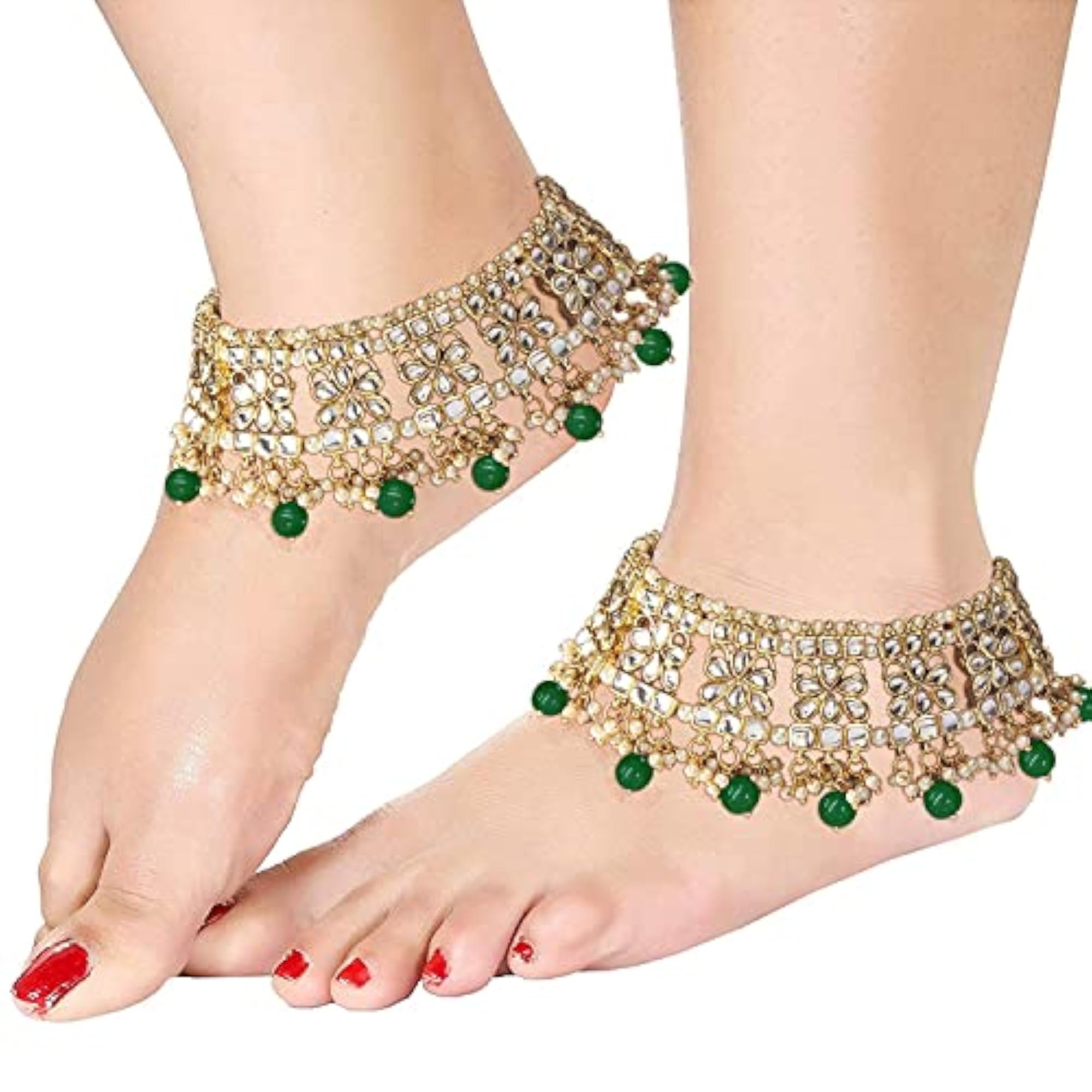 Women's Gold Plated Bridal Kundan Anklets