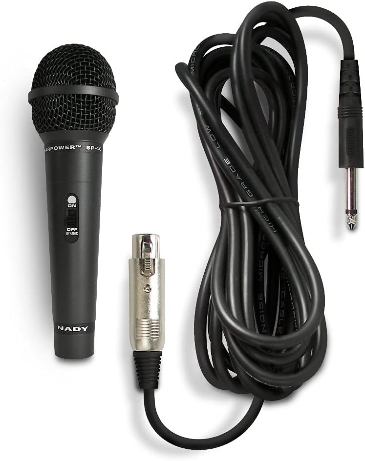 Nady SP-4C Dynamic Neodymium Microphone - Professional vocal microphone for performance, stage, karaoke, public speaking, recording - includes 15' XLR-to-1/4" cable