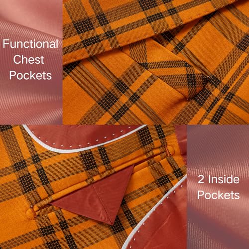 Mens Blazer Plaid Sport Coats One Button Casual Slim Fit Checked Jacket3