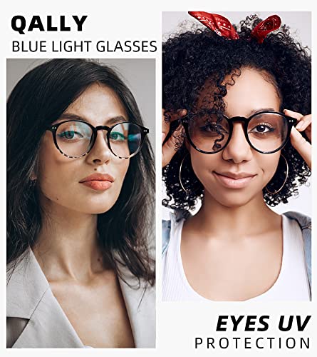 Image of Womens Round Blue Light Blocking Glasses Anti Eye Strain Glasses Clear Lens Computer Eyeglasses with Filter UV Light