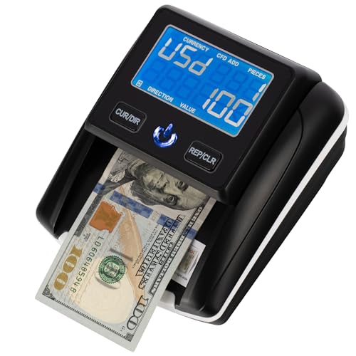 Perco Portable Counterfeit Bill Detector with UV/MG1/MG2/IR Smart Detection, Compact Lightweight Design – Money Checker for Small Business, Retail, and On-The-Go Use
