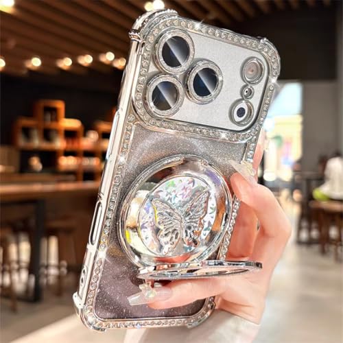 Coque effet diamant iPhone 16 Pro Max de luxe avec strass argent