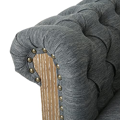 Sillón Chesterfield Tufted Gris Oscuro Marrón miniatura 5