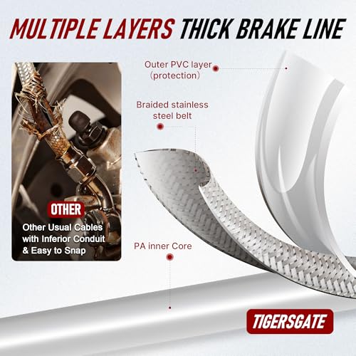 Image of 52.8 inch Total Length Dyna /Softail Front Brake Line Extended Hydraulic Hose Steel Braided for 2007-2017 Some Dyna, 2000-2015 Some Softail Bikes with a 16 inch Ape Handlebars