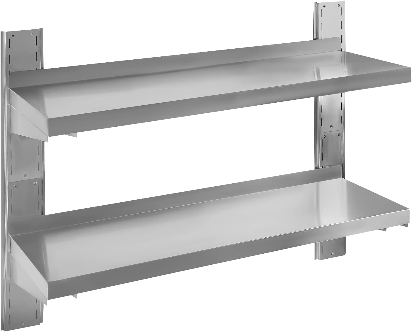 Stainless Steel Shelf 12.6” x 47”, 2 Layer Commercial Stainless Steel Wall Shelf, Adjustable Storage Rack for Kitchen, Restaurant, Bar, Kitchen and Garage, 77 lbs Capacity Per Layer