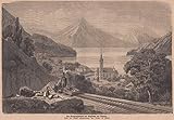 vitznau rigi bahnen  Rigi - Am Ausgangspunkt der Rigibahn bei Vitznau. Sehr schöne Ansicht von einer Anhöhe auf Vitznau und den Vierwaldstättersee. [Grafik]