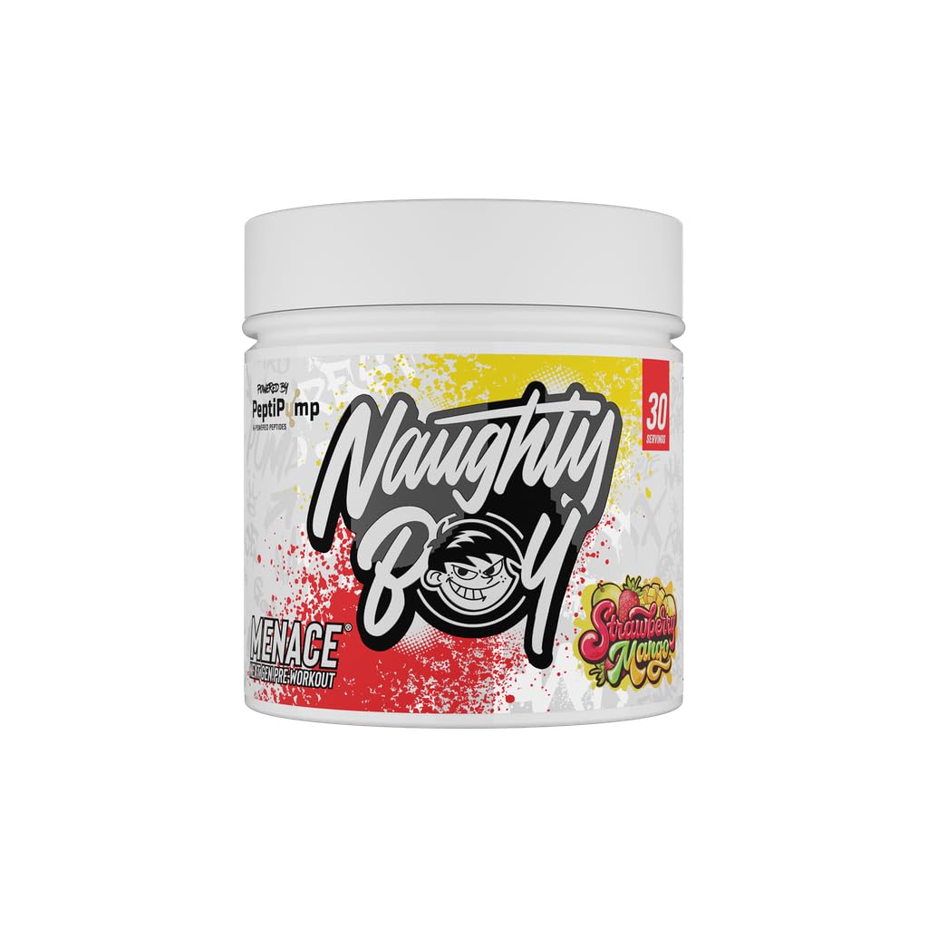 Naughty Boy Menace V2 Pre Workout Powder - High Stim Pre-Workout Supplement for Energy, Focus, Pump & Performance, Gym Training & Endurance -[ 30 Servings ] (Strawberry Mango)