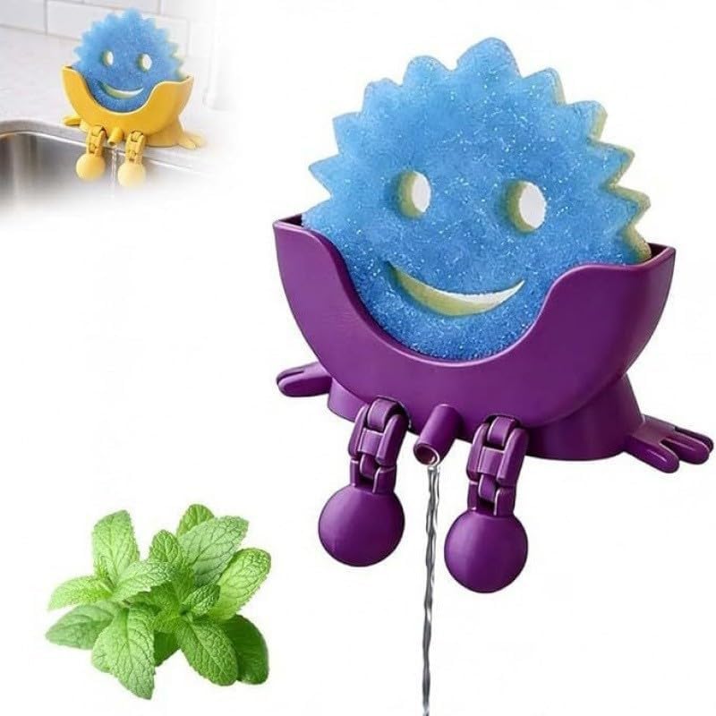 2026 New Valentines Day 3D Printed Cute Smiley Sponge Holder with Drainage Fast Drying Kitchen Sink Caddy Countertop