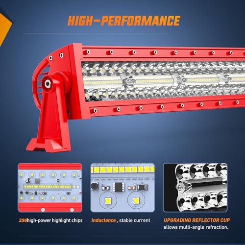 Image of Nilight LED Light Bar 33 Inch with Wiring Kit on Truck SUV UTV, Red Shell