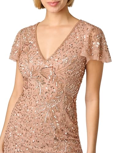 Image of Adrianna Papell Women's Beaded Mesh Sheath Dress
