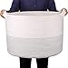 GOCAN Cesta de Manta Extra Grande Cesta de Cuerda de algodón D55 X H35cm Cestas de lavandería Tejidas para Mantas Cesta de Almacenamiento con Asas XXXL (Beige)