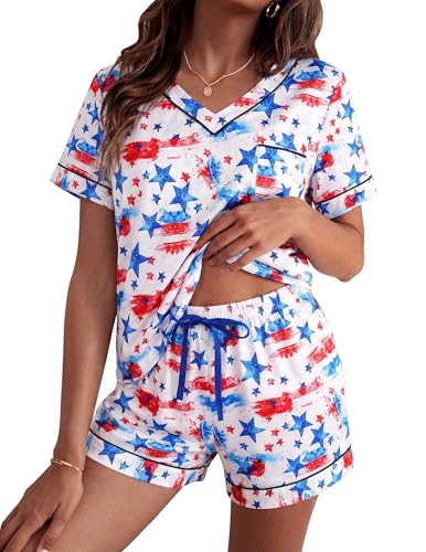 Image of ASTANFY Valentines Day Pajamas Women 2 Piece Silk Valentine Pjs Cute Heart Pajamas V Neck Satin Sleepwear Loungewear Set
