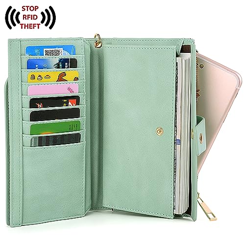 Image of UTO Wallet Women Vegan Leather Wristlet Snap Long Purse Credit Card Holder Elegant Clutch