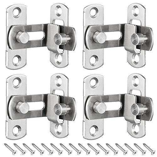 KingYH 4 Pezzi Serratura Porta 90 Gradi Fibbia per Porta Inossidabile Acciaio Scorrevole Fienile Porta Chiavistello per Finestra Mobili e WC Chiusura Scorrevole Porta Maniglia Armadietto Barn porta