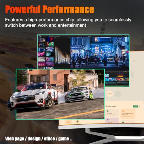 Image of All-in-One Desktop Computer, 27 inch FHD Display Curved Monitor PC 8GB RAM 512 SSD, WiFi and Bluetooth, Keyboard & Mouse, White (N100 /8G /512G)