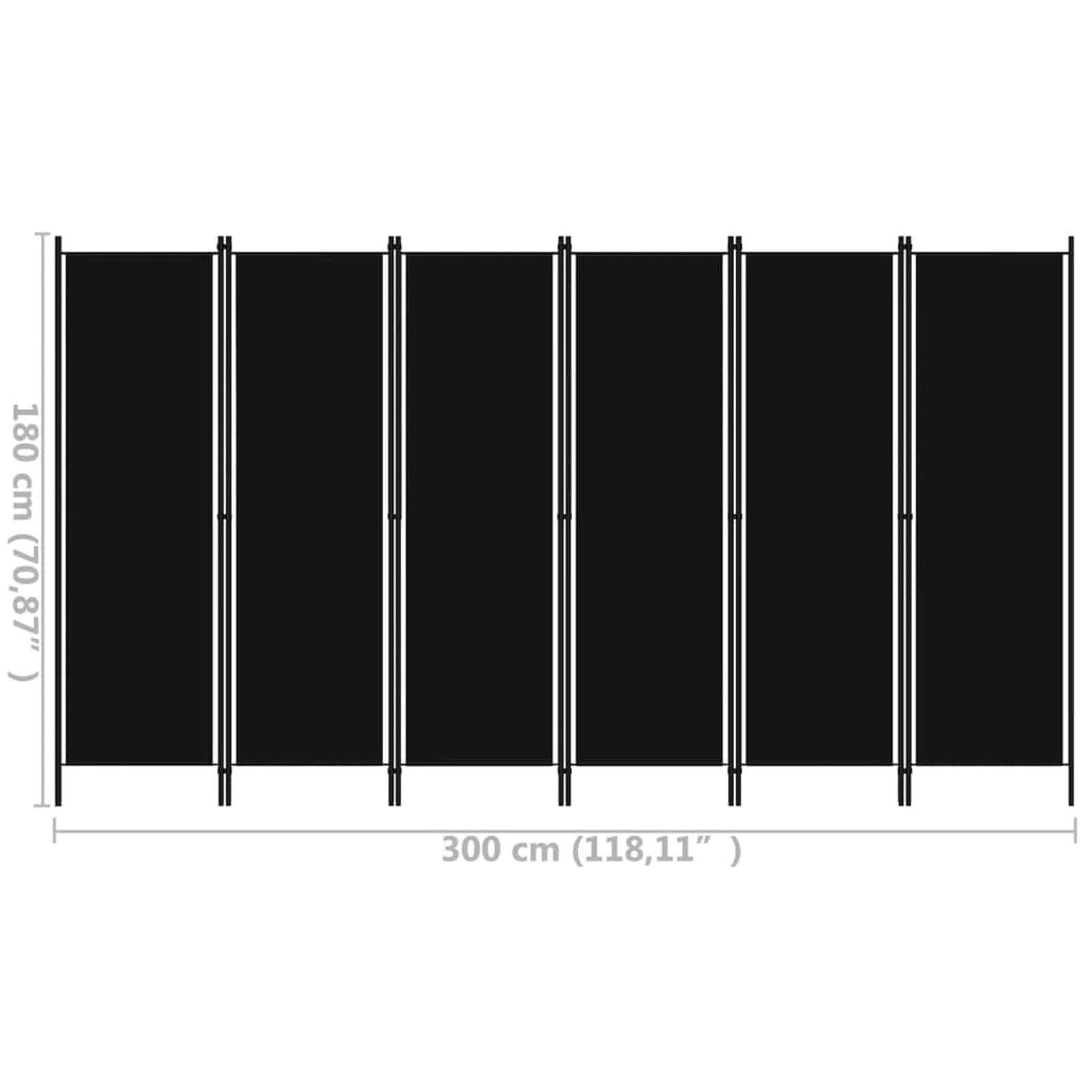 Homgoday Parawan 6-panelowa przegroda czarna 300x180 cm składany parawan, przegroda pokojowa, ekran prywatności do salonu, biura, ogrodu