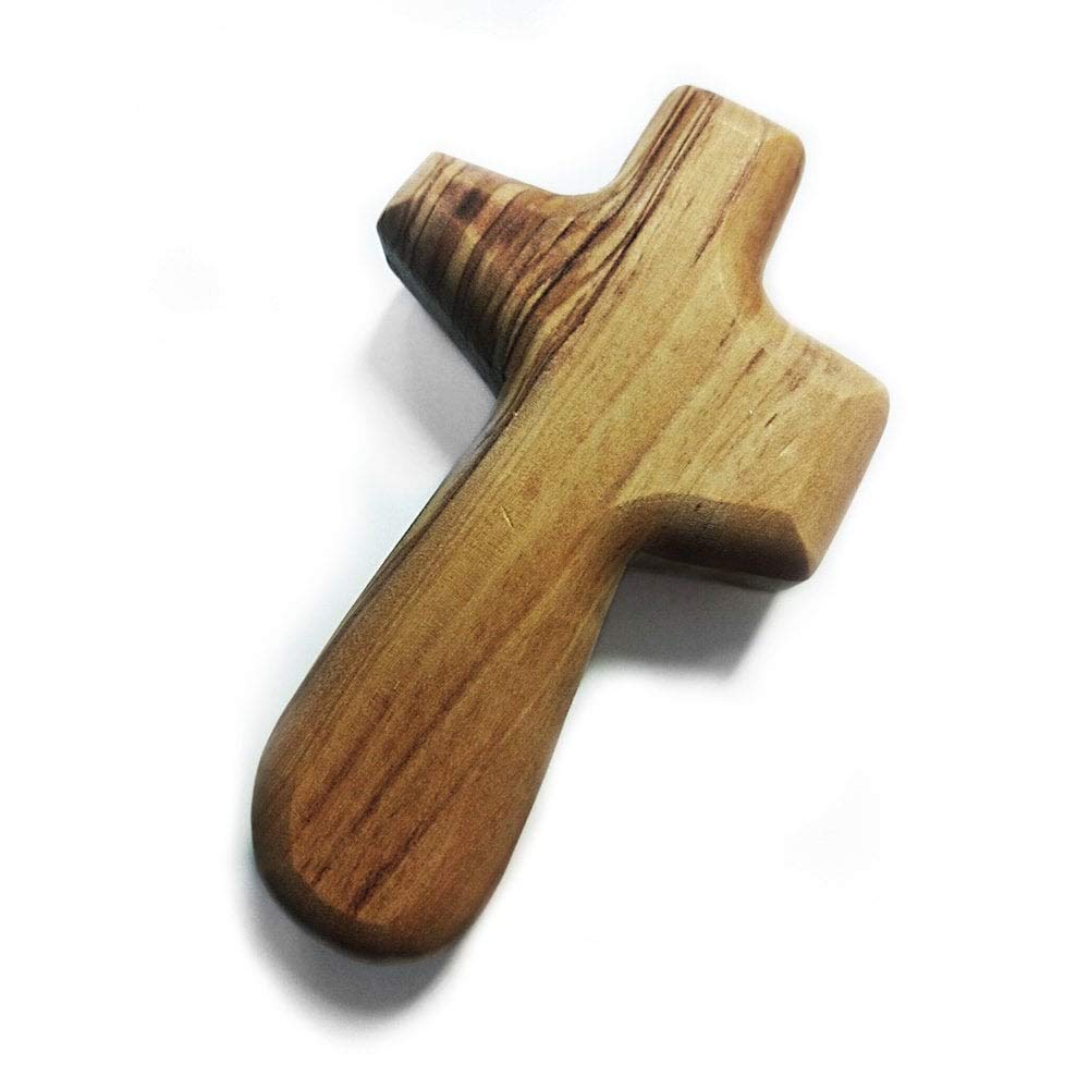 The Present Shop Marie Wilkinson Olive Wood Holding Cross - 10cm