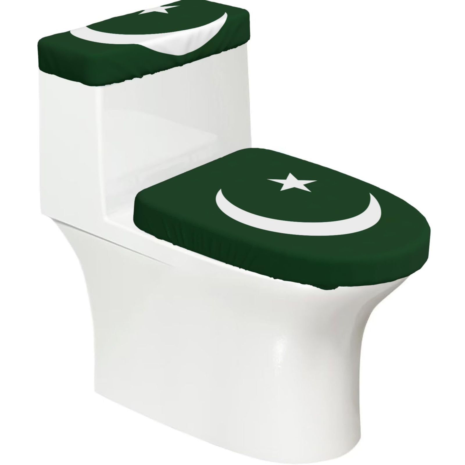 Flag Of Pakistan Print Bathroom Decor Toilet Lid Cover And Tank Covers, Restroom Accessories Fits Most Round