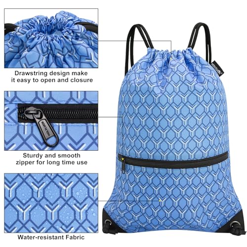 HOLYLUCK Drawstring Backpack Bag Sport Gym Sackpack - Blue windmill4