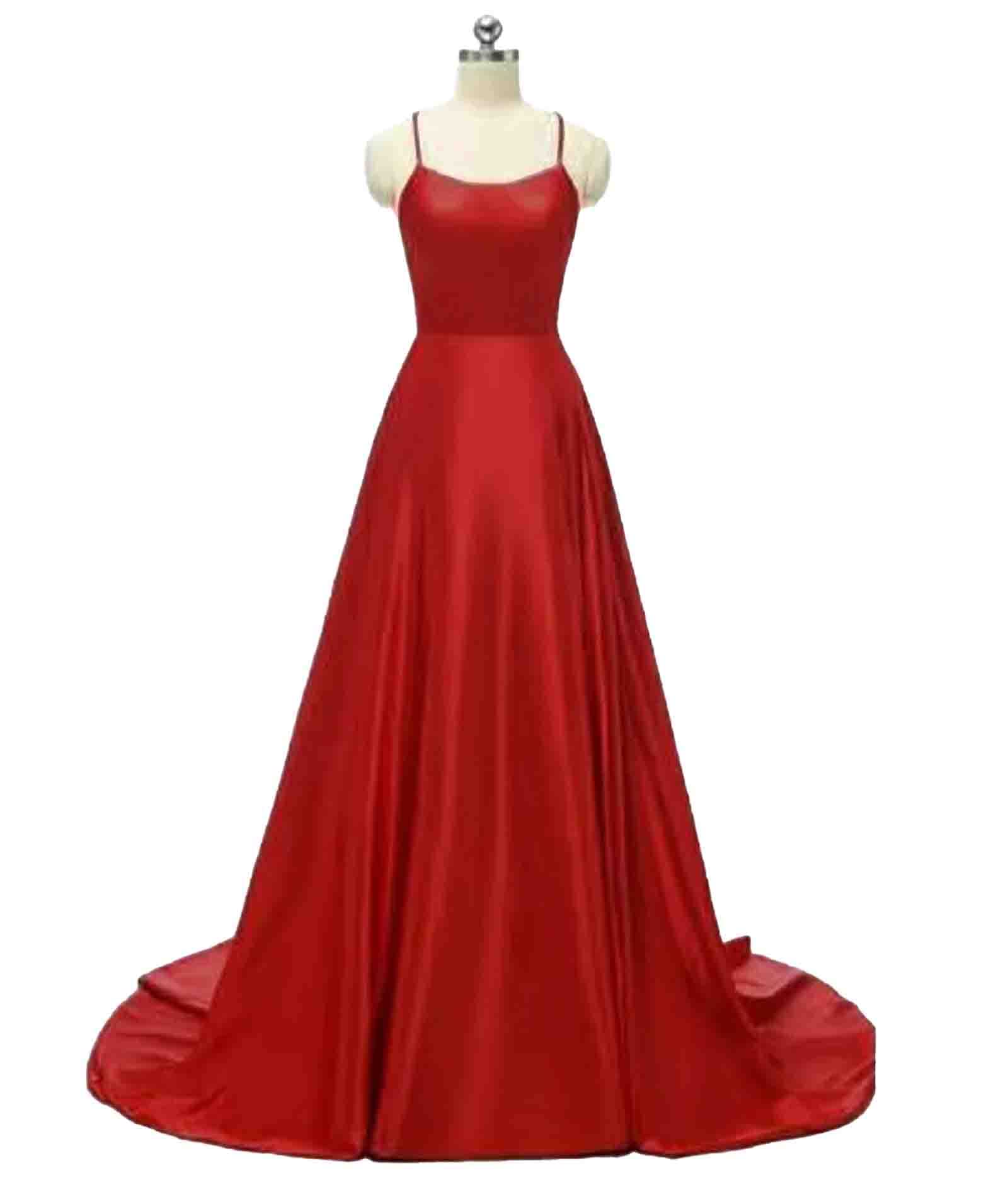 HAHAEMMA Vestido largo para mujer, elegante, con bolsillos, de satén, línea A, sin espalda, vestido de noche, vestido de noche, sexy, espagueti, vestido de novia, vestido largo de princesa de dama de