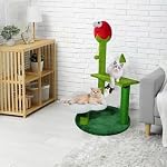 33Inch Arbre de chat fleuri avec poste de craquage de chat et grande plate-forme pour les chats d'intérieur adapté aux petits et grands chats vert