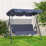 3 Seater Garden Swing Chair - Seat Hammock Swinging Metal Terrace Canopy Bench | Swing Chair Awning Glider 3-seater, Relaxing Outdoor Garden Furniture (Grey)