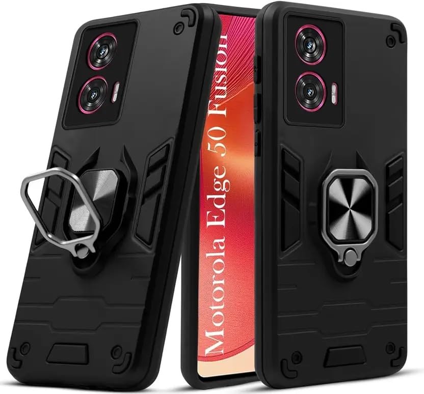 Image of AIBEX Armor Back Cover Compatible for Motorola G96 5G / Motorola Edge 50 Fusion 5G| Rugged Shockproof Case with Ring Holder & Kickstand | Military-Grade Protection | Magnetic Car Mount Compatible