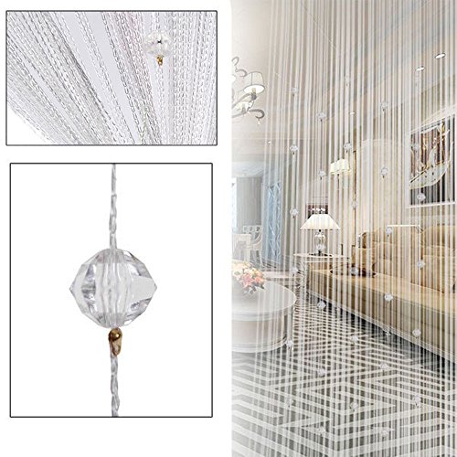Cortina para puerta con cordeles con cuentas de cristal, panel de cortina para puerta, ventana, divisor de sala