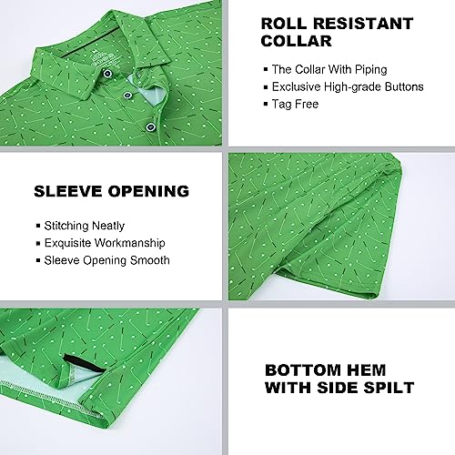 Samerm Mens Golf Shirt Short Sleeve Print Performance Moisture Wicking Dry Fit Polo Shirts For Men,Greengolfclub Xl #TOP2