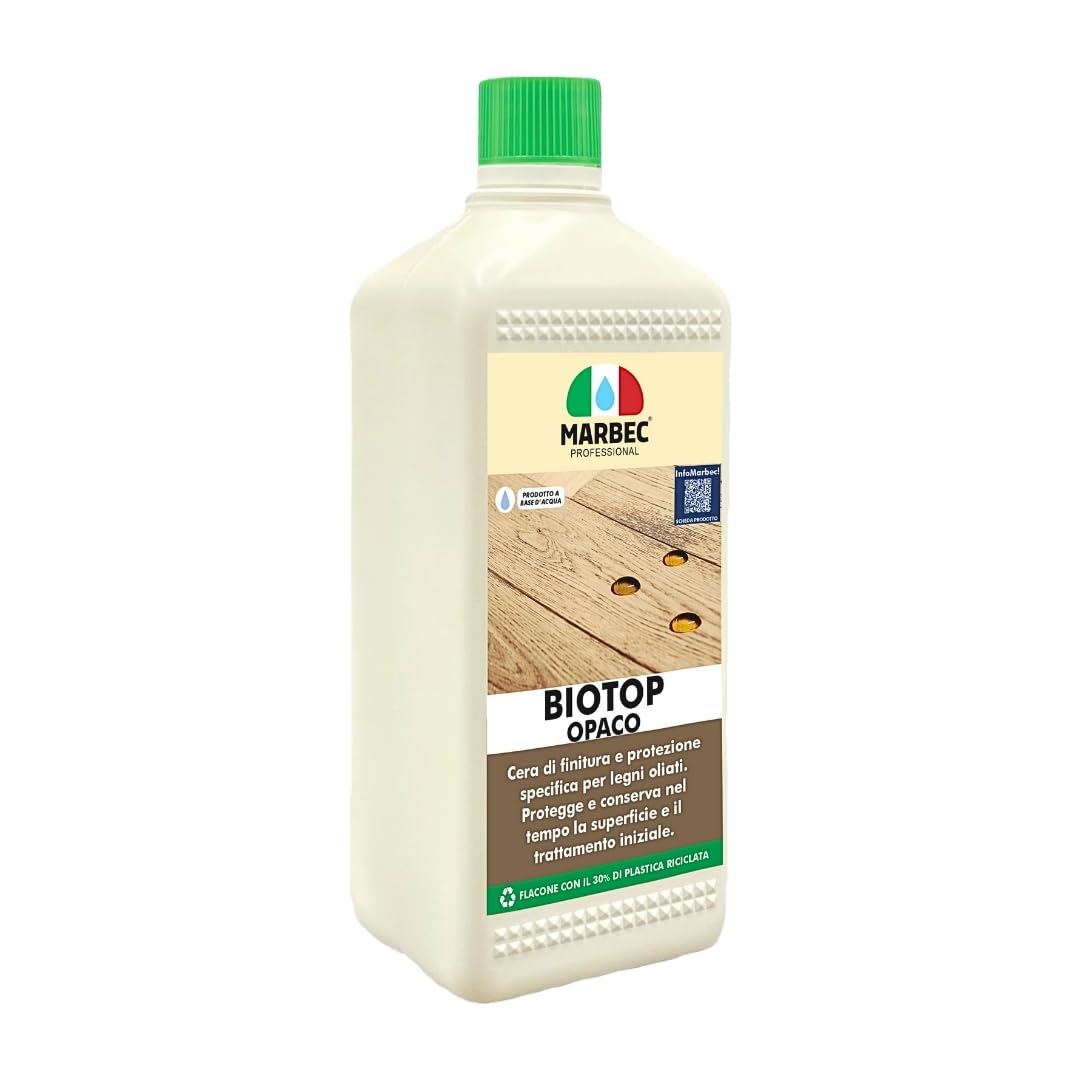 MARBEC BIOTOP OPACO 1LT Cera opaca per parquet oliato di finitura e protezione del trattamento impregnante a olio di fondo. Rende le superfici più facili da pulire.