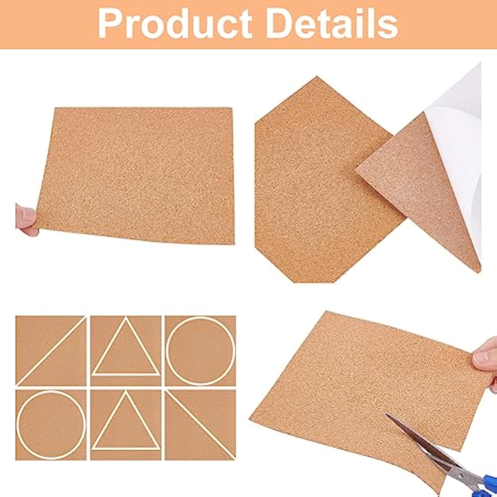 8 Pack A4 Size Self-Adhesive Cork Sheets