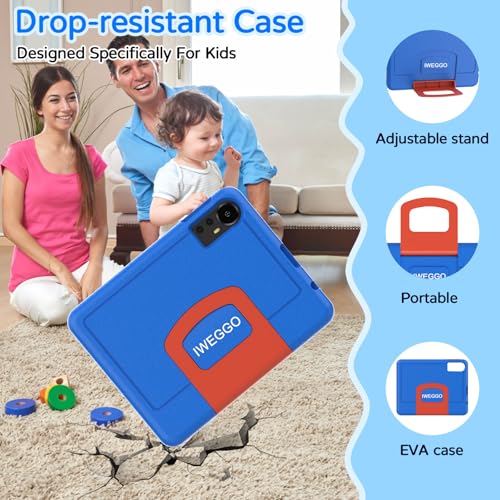Image of Android 15 Kids Tablet with EVA Case, 10 inch Tablet for Kids, 20GB (4+16) RAM+128GB ROM /MAX 2TB,1280*800 IPS HD Eye Care Touch Screen, 2.0GHz Quad-core Toddler Tablets, 5G WiFi, Widevine L1