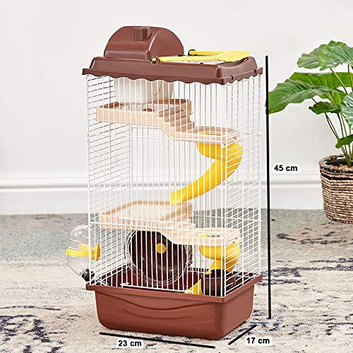 Hamster Jaula Grande Estupenda Tres Pisos Villa Pequeño Hámster Nido De Diapositivas Hervidor Rueda Corriente Molar Molar Piedra Varilla De Hámster Bebé De Juguete Suministros De Hámster Manor