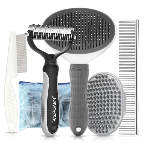 Image of Self Cleaning Slicker Brush for Dog Shedding & Deshedding Grooming | Fluff & Detangle Short Long Hair, Fits Dogs & Cats Heavy Dense Wavy Curly Coats to Easily Prevent Severe Undercoat Knots