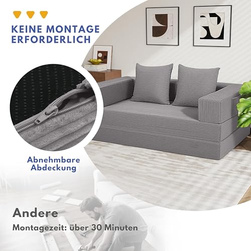 Sofá cama convertible 4 en 1 cómodo sillón cama plegable con reposabrazos gris 8