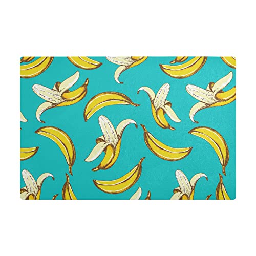 Alfombrilla Escurreplatos 41X46CM, Patrón De Frutas con Plátanos Amarillos sobre Fondo Verde Azulado Alfombrilla De Secado De Platos Absorbente Drying Mat Antideslizante Alfombra Escurreplatos