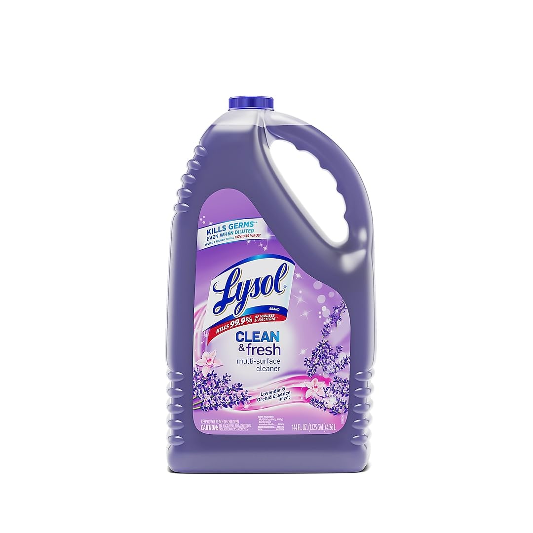 Lysol Multi-Surface Cleaner, Sanitizing and Disinfecting Pour, to Clean and Deodorize, Lavender and Orchard Essence, 144oz (Pack of 1)
