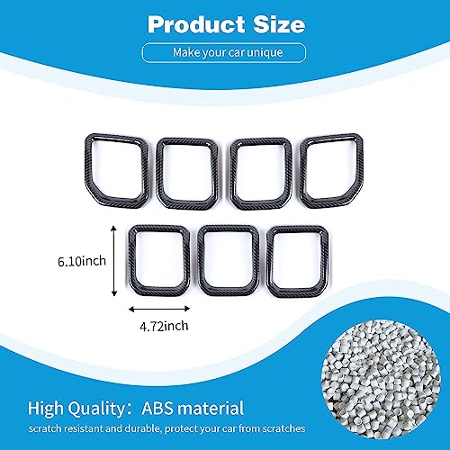 Image of for Compass Front Grille Insert Cover Trim Frame for Jeep Compass 2021-Present Black Carbon Fiber Exterior Accessories 7pcs