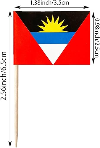 Miniatura 2 de stidsds 100 banderas de Antigua y Barbuda con palillos de dientes de Antigua y Barbuda, mini adornos pequeños para cupcakes de Antigua y Barbuda,