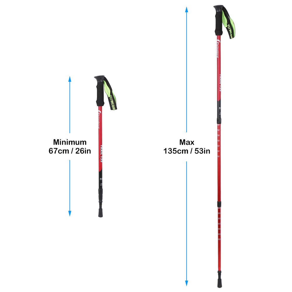 work out Bastón de Senderismo Bastón de Trekking Plegable Anti-Choque Ultra Ligero Ajustable Bastones de Marcha para Practicar SenderismoCaminar Viajar 1 par-Carbón