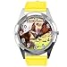 TAPORT Montre ronde en cuir jaune pour les beaux fans de cheval E2