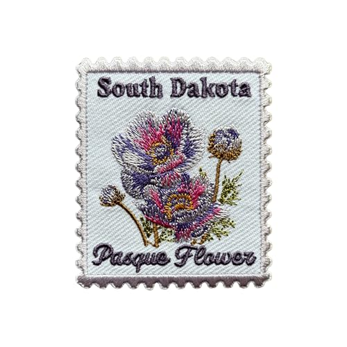 SANSFIUS South Dakota Pasque Flower Stamp Patch, State Flower Size