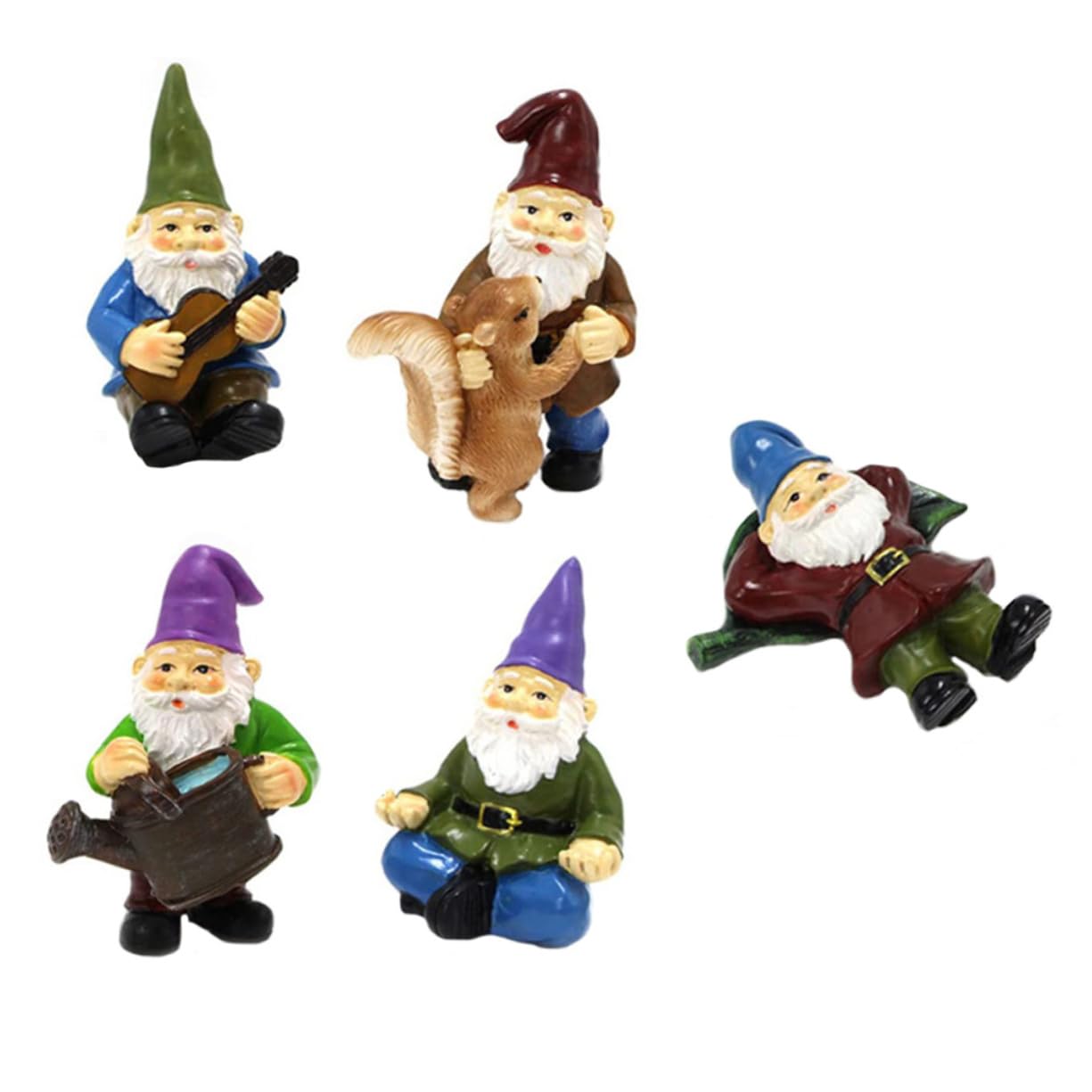 Muiltvoe Assorted Color 6Pcs Gnome Statue Ornaments Resin Craft Garden Yard Adornments For Outdoor Decor