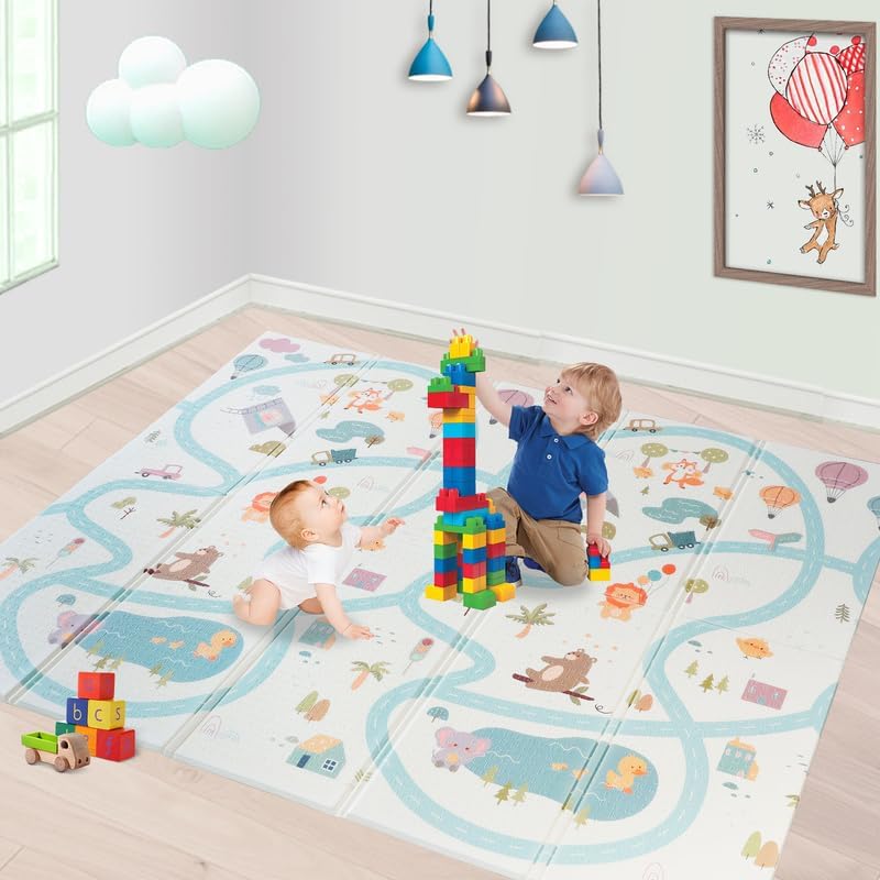 CCLIFE Krabbelmatte Baby Spielmatte Kinder Bunt 196x176x1cm